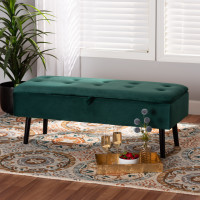 Baxton Studio FZD020108-Green Velvet-Bench Caine Modern and Contemporary Storage Bench